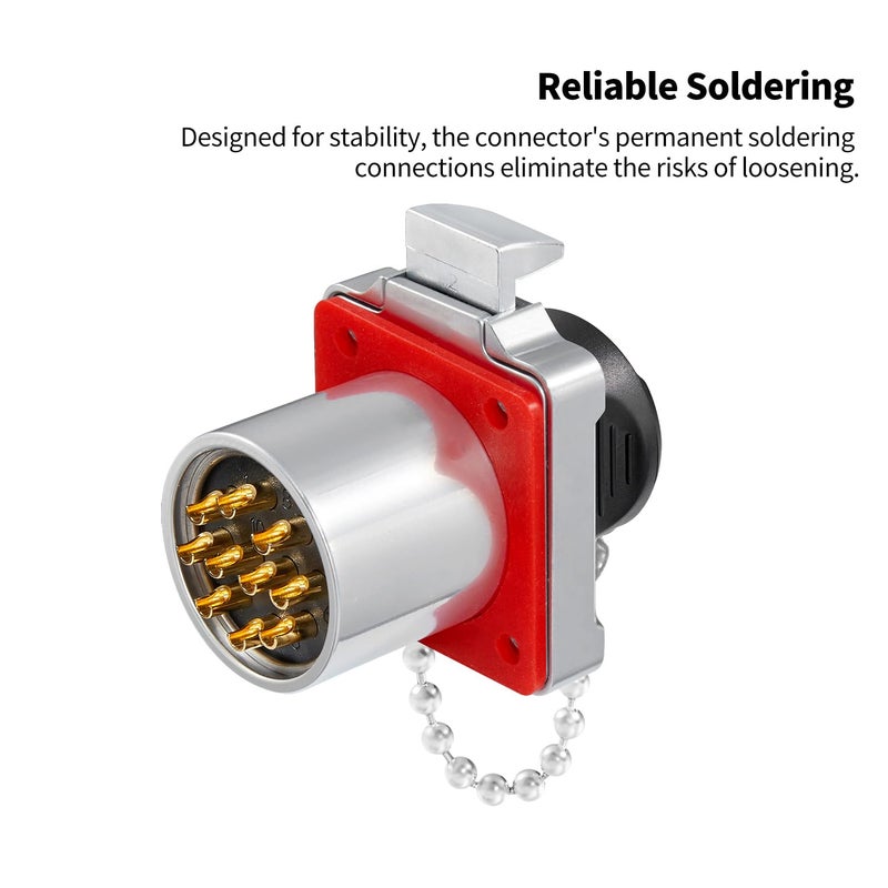 CNLINKO BD-24 10 PIN Industrial Waterproof Connectors, IP68 Circular Connector, Hard Metal Anti-Interference Shell, Quick Plug Aviation Connector, M24 Panel Mount Flange Socket (10 Pin) - Image 3